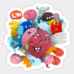 Cute  Monsters group ,Set of funny cute monsters Sticker